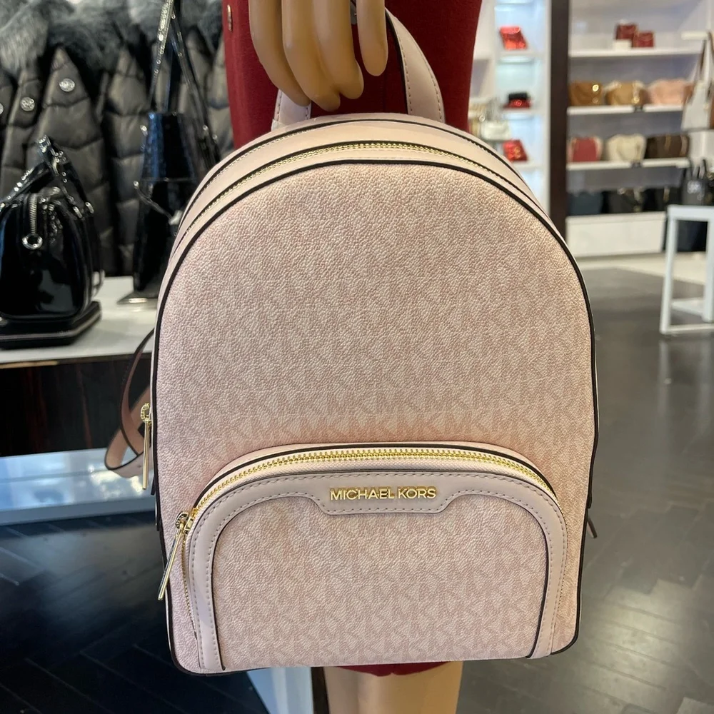 MICHAEL KORS Jaycee Medium Signature Logo Backpack POWDER BLUSH NWT